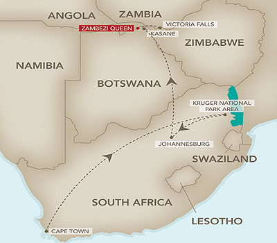 Stars of Africa cruise map